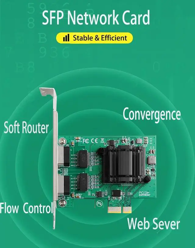 Alt view image 2 of 7 - 2-Port Gigabit PCIe SFP Network Card 1000M Dual Ports PCI Express Ethernet Adapter with Intel 82571EB LAN NIC Card for Support PXE for Windows/Windows Server/Linux with Low Profile