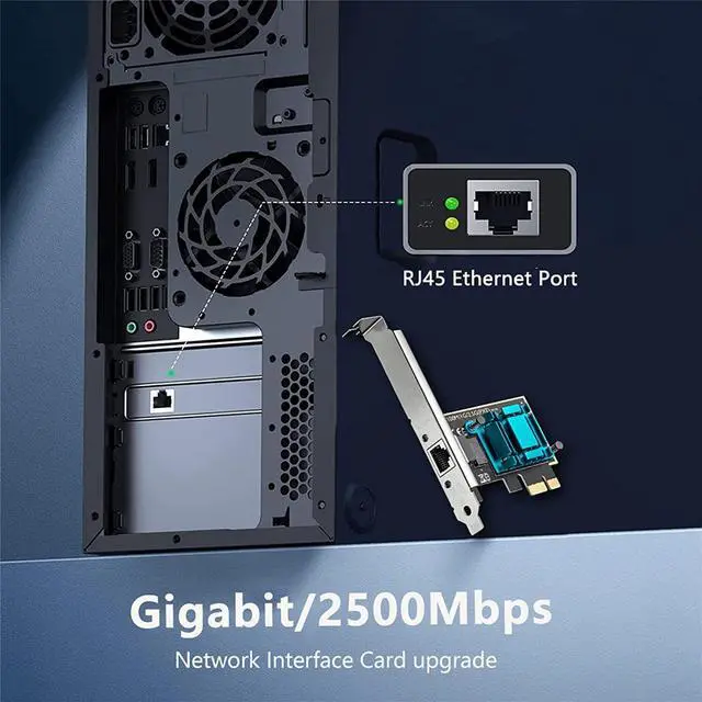 Alt view image 2 of 7 - 2.5GBase-T PCIE Network Card 2500/1000/100Mbps PCI Express Gigabit Ethernet Adapter, Network Adapter for PC, Supported Windows 11/10/8/7 and Mac 10.7 (Above)