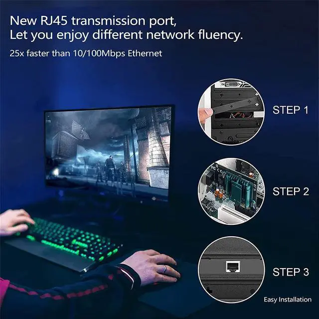 Alt view image 6 of 7 - 2.5GBase-T PCIE Network Card 2500/1000/100Mbps PCI Express Gigabit Ethernet Adapter, Network Adapter for PC, Supported Windows 11/10/8/7 and Mac 10.7 (Above)