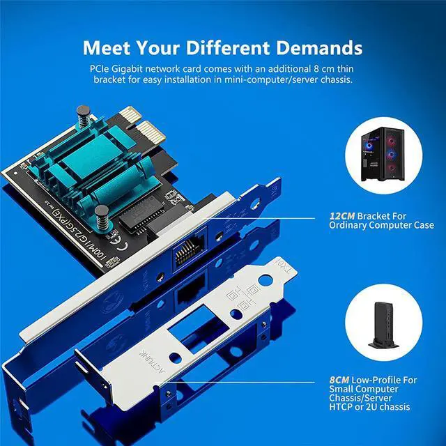 Alt view image 5 of 7 - 2.5GBase-T PCIE Network Card 2500/1000/100Mbps PCI Express Gigabit Ethernet Adapter, Network Adapter for PC, Supported Windows 11/10/8/7 and Mac 10.7 (Above)