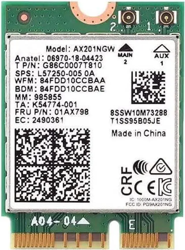 Main image of AX201NGW Dual Band CNVio2 M.2 802.11ax WLAN Bluetooth 5.1 WiFi Card L57250-005 Compatible Replacement Spare Part for Intel Compatible and Laptop Systems