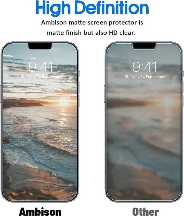 Alt view image 5 of 7 - [2 Pack] Matte Glass Screen Protector Designed for iPhone 14 2022/iPhone 13/13 Pro, Install Frame/Bubble Free/Anti-Glare&Fingerprint, 9H Tempered Glass Clear for iPhone 13/13 Pro 2021 6.1inch