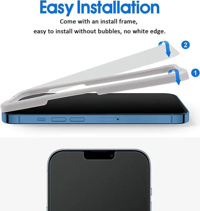 Alt view image 7 of 7 - [2 Pack] Matte Glass Screen Protector Designed for iPhone 14 2022/iPhone 13/13 Pro, Install Frame/Bubble Free/Anti-Glare&Fingerprint, 9H Tempered Glass Clear for iPhone 13/13 Pro 2021 6.1inch