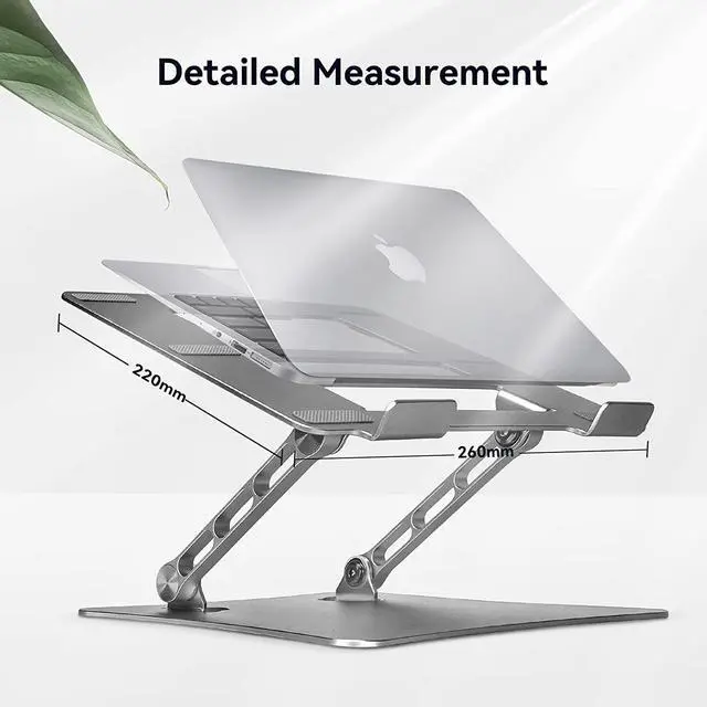 Alt view image 6 of 7 - Bcom Laptop StandFoldable Aluminum Alloy Computer StandErgonomically Adjustable Laptop Stand for DeskLaptop HolderCompatible with 10 to 17 inches LaptopsMacBook Stand for Office and HomeGray
