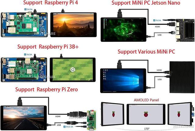 Alt view image 4 of 7 - waveshare 5.5inch HDMI AMOLED Display 1080x1920 Resolution Capacitive Touch Screen with Toughened Glass Cover 6H Hardness for Raspberry Pi 4B/3B+/3B/2B/Zero/Zero W and Jetson Nano,PC,Multi Systems