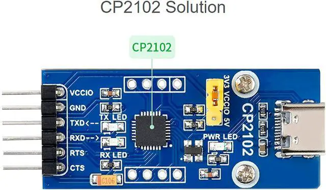 Alt view image 3 of 6 - waveshare PL2303 USB-C to UART (TTL) Communication Module USB-Type C Connector,Compatible with 1.8V/2.5V/3.3V/5V Logic Level,Support Windows XP/7/8/10/11