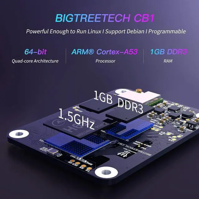 Alt view image 2 of 7 - BIGTREETECH CB1 V2.2 Core Control Board, 1GB RAM, 100M Ethernet + 100M WiFi, Support HDMI, Compatible Raspberry Pi 4, Pi4B Adapter, Manta M8P/ M4P Motherboard to Run Klipper Firmware