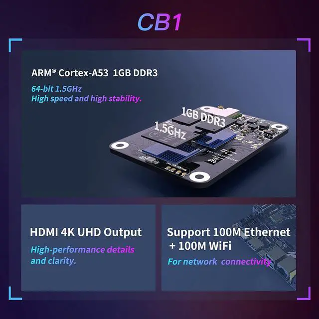 Alt view image 3 of 7 - BIGTREETECH CB1 V2.2 Core Control Board, 1GB RAM, 100M Ethernet + 100M WiFi, Support HDMI, Compatible Raspberry Pi 4, Pi4B Adapter, Manta M8P/ M4P Motherboard to Run Klipper Firmware