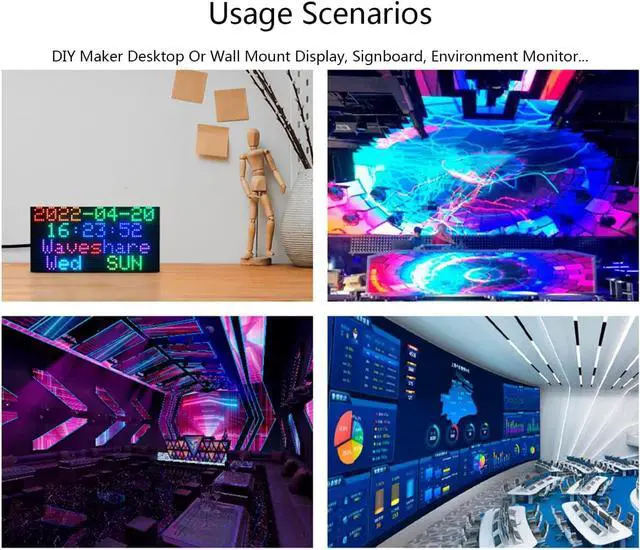 Alt view image 4 of 7 - RGB Full-Color LED Matrix Panel 64x32 Pixels, 2.5mm Pitch, 2048 Individual RGB LEDs, Adjustable Brightness, Support Raspberry Pi/Raspberry Pi Pico/ESP32/Ardu, Display Text, Colorful Image/Animation