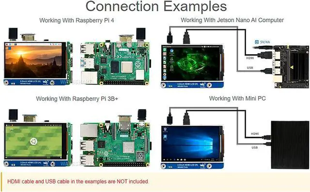 Alt view image 5 of 7 - waveshare 3.2inch IPS LCD Display (H) for Raspberry Pi 4B/3B+/3B/2B/Zero/Zero W/Zero WH and Jetson Nano and Windows 11/10/8.1/8/7, 480×800 Pixel, Adjustable Brightness, No Touch