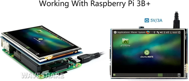 Alt view image 5 of 7 - Waveshare 3.5" Resistive Touch Screen IPS LCD 480x320, XPT2046 Controller, Compatible with Raspberry Pi 5/4B/3B+/3B/2B/A+/B+/Zero W/Zero 2W
