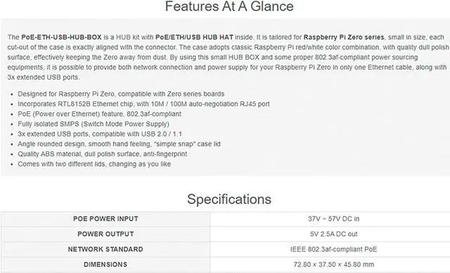 Alt view image 6 of 7 - Raspberry Pi USB/ETH HUB HAT for Zero 2W/Zero W - PoE Ethernet/USB HAT Board