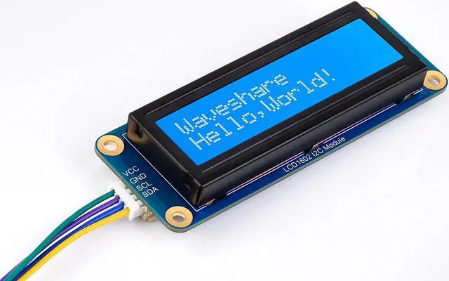 Main image of waveshare AiP31068 LCD1602 I2C Module,16x2 Characters Display, White Color with Blue Background, Compatible with Arduino/Raspberry Pi/Raspberry Pi Pico/Jetson Nano/ ESP32, 3.3V/5V