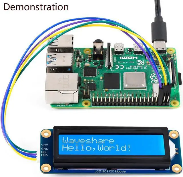 Alt view image 6 of 6 - waveshare AiP31068 LCD1602 I2C Module,16x2 Characters Display, White Color with Blue Background, Compatible with Arduino/Raspberry Pi/Raspberry Pi Pico/Jetson Nano/ ESP32, 3.3V/5V