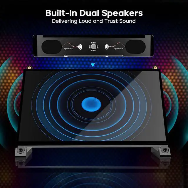 Alt view image 6 of 6 - ROADOM Raspberry Pi Screen, 10.1 Touchscreen Monitor, IPS FHD 1024×600,Responsive and Smooth Touch,Dual Built-in Speakers,HDMI Input,Compatible with Various Devices and OS,Easy Assembly,Driver Free