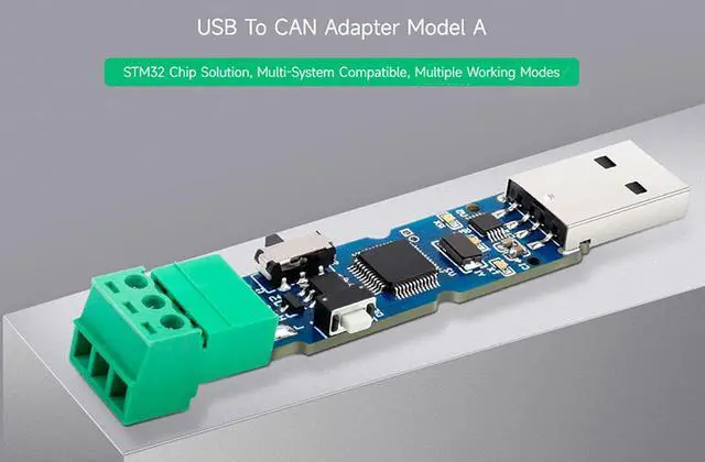 Alt view image 2 of 7 - waveshare USB to CAN Adapter Model A STM32 Chip Solution, CAN Baud Rate 5kbps~1Mbps is Configurable, Support Windows XP/7/8/10/11 and Linux Systems, Multiple Working Modes