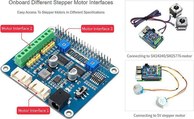 Alt view image 5 of 7 - Stepper Motor HAT Dual Onboard 2-CH HR8825 Motor Driver Chip,Drive two Stepper Motors Up To 1/32 Microstepping,Apply to 3D Printer, Sculpturing machine, Mechanical Arm,for Raspberry Pi/ Jetson Nano