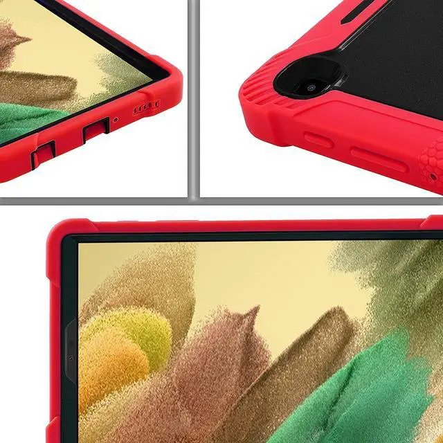 Alt view image 4 of 6 - Galaxy Tab A7 Lite Case 8.7 T220 T225, Shockproof Rugged Heavy Duty Protection Cover Kickstand Case for Samsung Galaxy Tab A7 Lite 2021 SM-T220/SM-T225/SM-T227 (Guardian Black/Red)