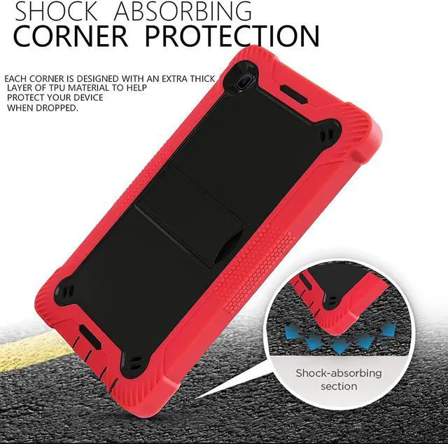 Alt view image 5 of 6 - Galaxy Tab A7 Lite Case 8.7 T220 T225, Shockproof Rugged Heavy Duty Protection Cover Kickstand Case for Samsung Galaxy Tab A7 Lite 2021 SM-T220/SM-T225/SM-T227 (Guardian Black/Red)