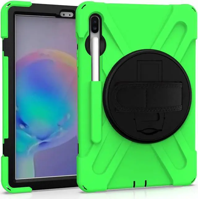 Alt view image 6 of 7 - Galaxy Tab S7 Plus 12.4 Case Shockproof Heavy Duty Durable Dual-Layer Cover Kickstand Handstrap Shoulderstrap Sling for Samsung Galaxy Tab S7+ 2020 SM-T970 (Shield Green)