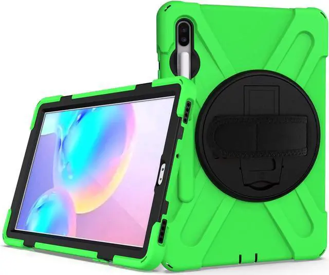 Alt view image 3 of 7 - Galaxy Tab S7 Plus 12.4 Case Shockproof Heavy Duty Durable Dual-Layer Cover Kickstand Handstrap Shoulderstrap Sling for Samsung Galaxy Tab S7+ 2020 SM-T970 (Shield Green)