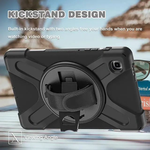 Alt view image 2 of 7 - Galaxy Tab A7 8.7 T220 Shield Case, Shockproof Heavy Duty Impact Drop Protection Case Cover for Samsung Galaxy Tab A 7 SM-T220 SM-T225 (Black/Black)