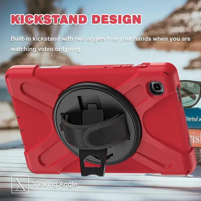 Alt view image 2 of 7 - Galaxy Tab A7 8.7 T220 Shield Case, Shockproof Heavy Duty Impact Drop Protection Case Cover for Samsung Galaxy Tab A 7 SM-T220 SM-T225 (Black/Red)
