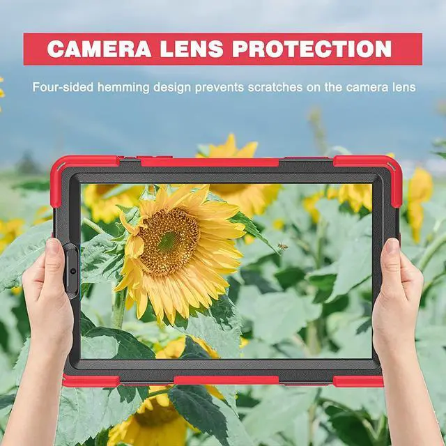 Alt view image 7 of 7 - Galaxy Tab A7 8.7 T220 Shield Case, Shockproof Heavy Duty Impact Drop Protection Case Cover for Samsung Galaxy Tab A 7 SM-T220 SM-T225 (Black/Red)