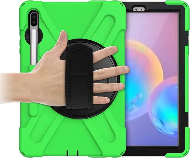 Alt view image 5 of 7 - Galaxy Tab S7 Plus 12.4 Case Shockproof Heavy Duty Durable Dual-Layer Cover Kickstand Handstrap Shoulderstrap Sling for Samsung Galaxy Tab S7+ 2020 SM-T970 (Shield Green)