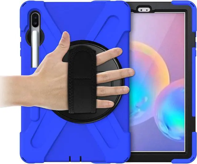 Alt view image 7 of 7 - Galaxy Tab S7 Plus 12.4 Case Shockproof Heavy Duty Durable Dual-Layer Cover Kickstand Handstrap Shoulderstrap Sling for Samsung Galaxy Tab S7+ 2020 SM-T970 (Shield Blue)