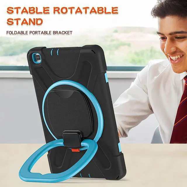 Alt view image 2 of 7 - Premium Galaxy Tab A 8.0 (2019) Ring Handle Case, Shockproof Heavy Duty Protection Case for Samsung Galaxy Tab A 8.0 T290/T295 (Black/Light Blue)