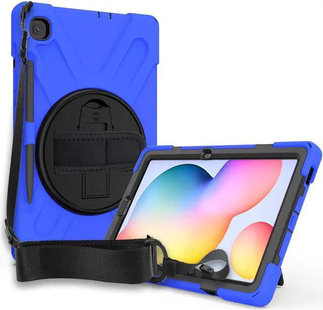 Alt view image 2 of 7 - Galaxy Tab S6 Lite 10.4 2020 P610/P615, Heavy Duty Shockproof Durable Case Stand Carrying Shoulder Strap Sling for Samsung Galaxy Tab S6 Lite 10.4 SM-P610/SM-P615 2020 (Shield Dark Blue)