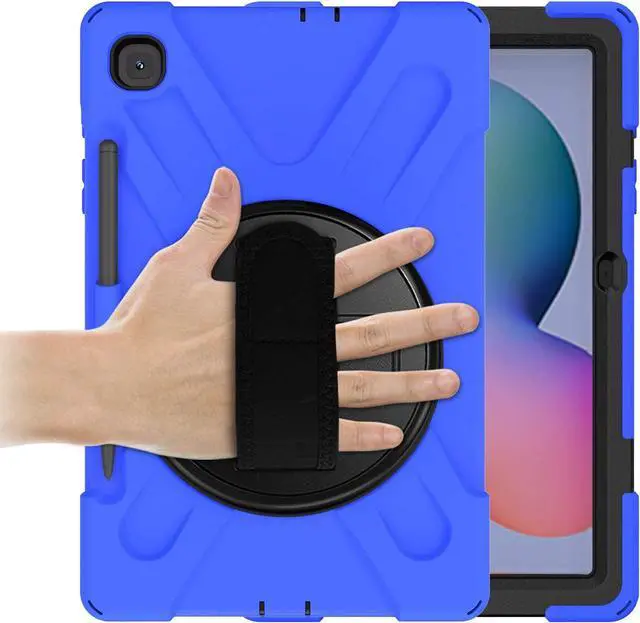 Alt view image 4 of 7 - Galaxy Tab S6 Lite 10.4 2020 P610/P615, Heavy Duty Shockproof Durable Case Stand Carrying Shoulder Strap Sling for Samsung Galaxy Tab S6 Lite 10.4 SM-P610/SM-P615 2020 (Shield Dark Blue)