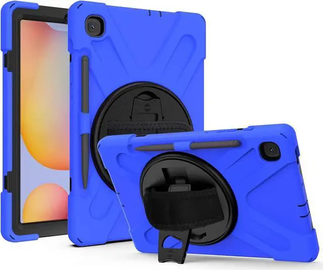 Alt view image 6 of 7 - Galaxy Tab S6 Lite 10.4 2020 P610/P615, Heavy Duty Shockproof Durable Case Stand Carrying Shoulder Strap Sling for Samsung Galaxy Tab S6 Lite 10.4 SM-P610/SM-P615 2020 (Shield Dark Blue)