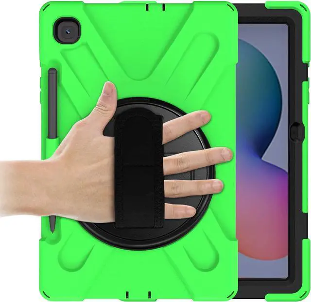 Alt view image 4 of 7 - Galaxy Tab S6 Lite 10.4 2020 P610/P615, Heavy Duty Shockproof Durable Case Stand Carrying Shoulder Strap Sling for Samsung Galaxy Tab S6 Lite 10.4 SM-P610/SM-P615 2020 (Shield Green)