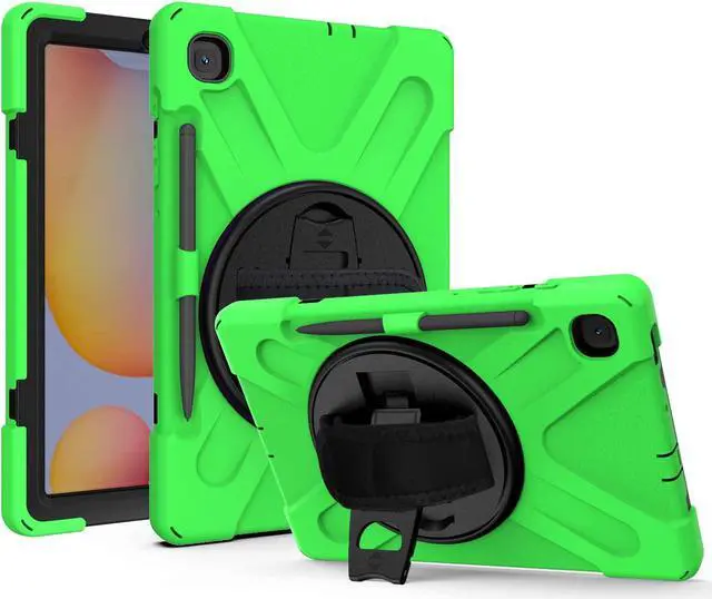 Alt view image 6 of 7 - Galaxy Tab S6 Lite 10.4 2020 P610/P615, Heavy Duty Shockproof Durable Case Stand Carrying Shoulder Strap Sling for Samsung Galaxy Tab S6 Lite 10.4 SM-P610/SM-P615 2020 (Shield Green)