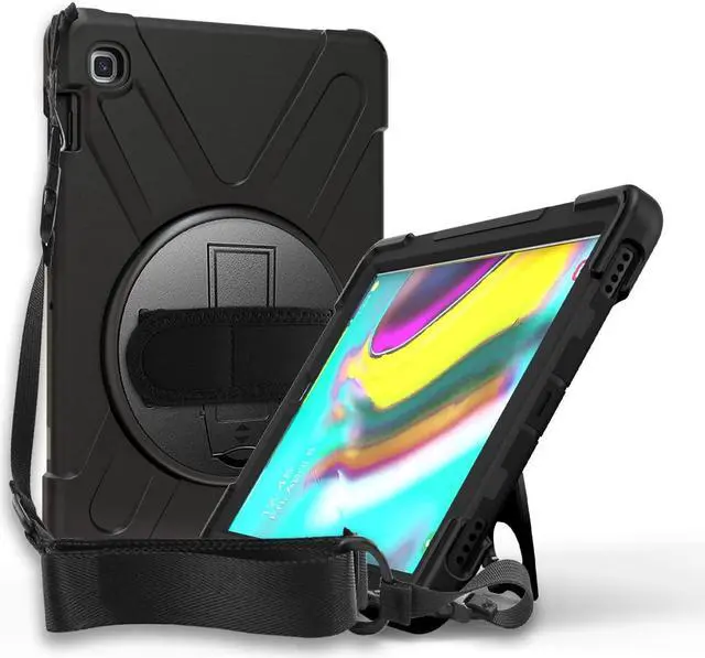 Alt view image 3 of 7 - Galaxy Tab S5e 10.5 Case 2019 T720 T725, Shockproof Heavy Duty Full Body tab-s5e Case, Stand, Shoulderstrap Sling, Rugged Case for Samsung Galaxy Tab S5E 10.5" SM-T720 SM-T725 (Shield Black)