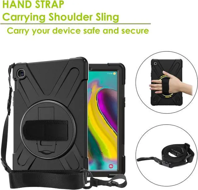 Alt view image 5 of 7 - Galaxy Tab S5e 10.5 Case 2019 T720 T725, Shockproof Heavy Duty Full Body tab-s5e Case, Stand, Shoulderstrap Sling, Rugged Case for Samsung Galaxy Tab S5E 10.5" SM-T720 SM-T725 (Shield Black)