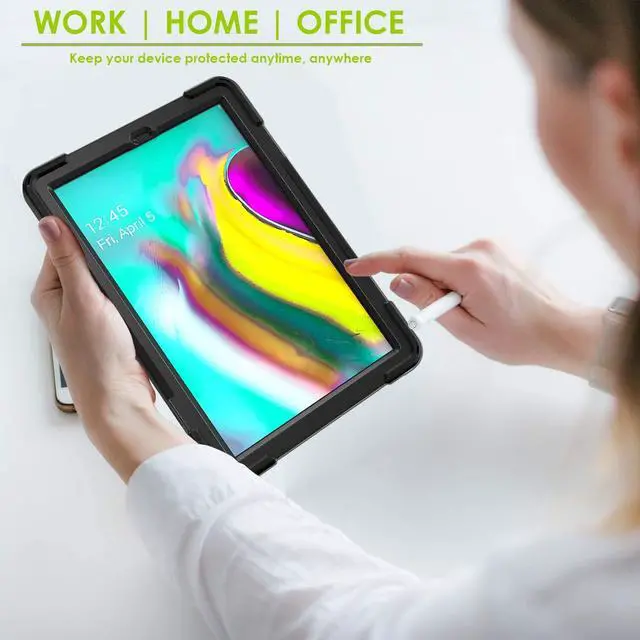 Alt view image 6 of 7 - Galaxy Tab S5e 10.5 Case 2019 T720 T725, Shockproof Heavy Duty Full Body tab-s5e Case, Stand, Shoulderstrap Sling, Rugged Case for Samsung Galaxy Tab S5E 10.5" SM-T720 SM-T725 (Shield Black)