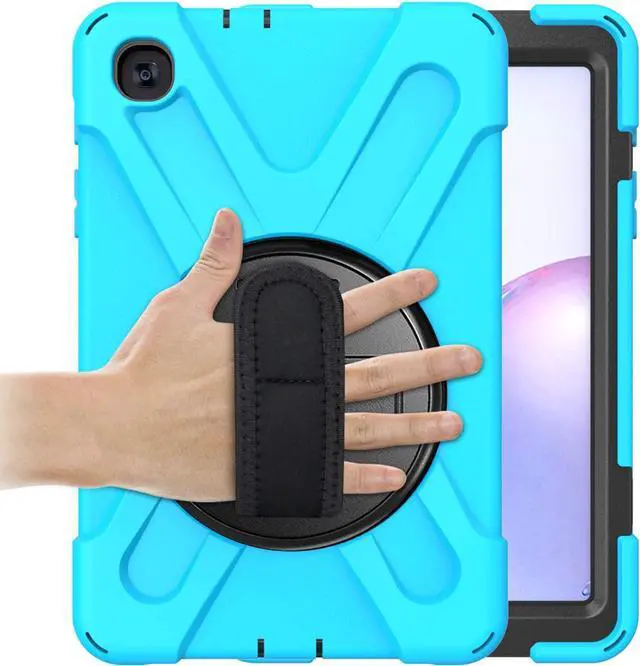 Alt view image 2 of 7 - Galaxy Tab A 8.4 Case, T307/T307U 2020, Heavy Duty Shockproof Durable Case, Stand, Handstrap, Carrying Strap Sling for Samsung Galaxy Tab A 8.4 SM-T307 SM-T307U SMT307 {Shield Light Blue