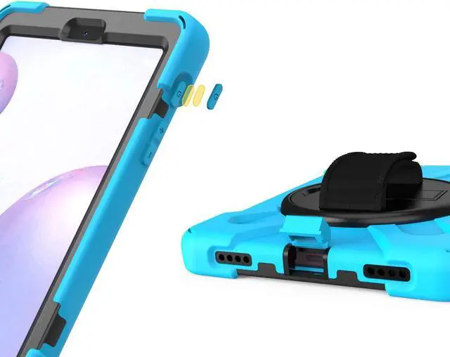 Alt view image 6 of 7 - Galaxy Tab A 8.4 Case, T307/T307U 2020, Heavy Duty Shockproof Durable Case, Stand, Handstrap, Carrying Strap Sling for Samsung Galaxy Tab A 8.4 SM-T307 SM-T307U SMT307 {Shield Light Blue