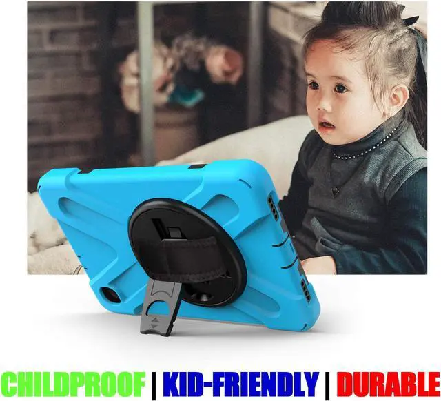 Alt view image 7 of 7 - Galaxy Tab A 8.4 Case, T307/T307U 2020, Heavy Duty Shockproof Durable Case, Stand, Handstrap, Carrying Strap Sling for Samsung Galaxy Tab A 8.4 SM-T307 SM-T307U SMT307 {Shield Light Blue