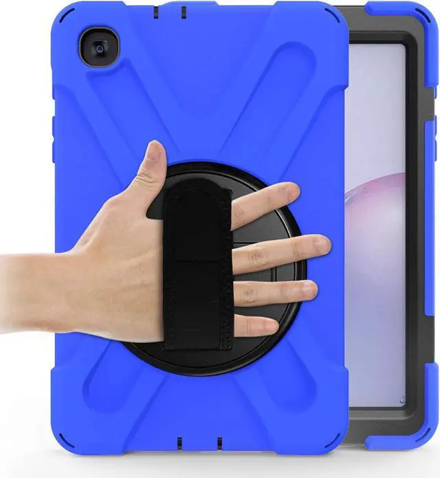 Alt view image 2 of 7 - Galaxy Tab A 8.4 Case, T307/T307U 2020, Heavy Duty Shockproof Durable Case, Stand, Handstrap, Carrying Strap Sling for Samsung Galaxy Tab A 8.4 SM-T307 SM-T307U SMT307 (Shield Blue)