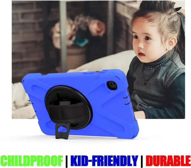 Alt view image 7 of 7 - Galaxy Tab A 8.4 Case, T307/T307U 2020, Heavy Duty Shockproof Durable Case, Stand, Handstrap, Carrying Strap Sling for Samsung Galaxy Tab A 8.4 SM-T307 SM-T307U SMT307 (Shield Blue)