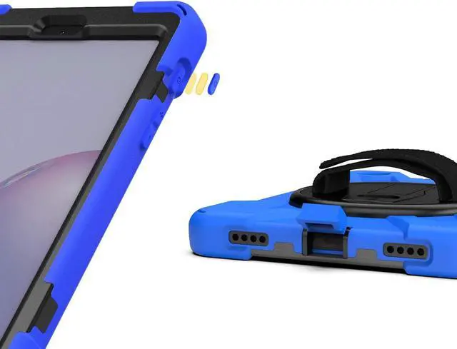 Alt view image 6 of 7 - Galaxy Tab A 8.4 Case, T307/T307U 2020, Heavy Duty Shockproof Durable Case, Stand, Handstrap, Carrying Strap Sling for Samsung Galaxy Tab A 8.4 SM-T307 SM-T307U SMT307 (Shield Blue)