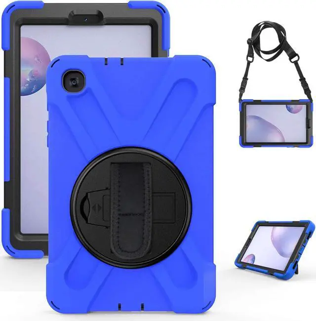 Alt view image 5 of 7 - Galaxy Tab A 8.4 Case, T307/T307U 2020, Heavy Duty Shockproof Durable Case, Stand, Handstrap, Carrying Strap Sling for Samsung Galaxy Tab A 8.4 SM-T307 SM-T307U SMT307 (Shield Blue)