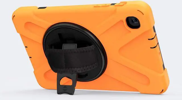 Alt view image 3 of 7 - Galaxy Tab A 8.4 Case, T307/T307U 2020, Heavy Duty Shockproof Durable Case, Stand, Handstrap, Carrying Strap Sling for Samsung Galaxy Tab A 8.4 SM-T307 SM-T307U SMT307 (Shield Orange)