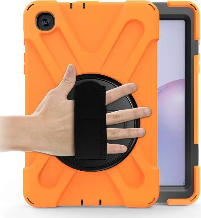 Alt view image 2 of 7 - Galaxy Tab A 8.4 Case, T307/T307U 2020, Heavy Duty Shockproof Durable Case, Stand, Handstrap, Carrying Strap Sling for Samsung Galaxy Tab A 8.4 SM-T307 SM-T307U SMT307 (Shield Orange)
