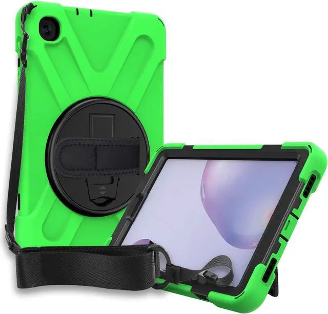 Alt view image 4 of 7 - Galaxy Tab A 8.4 Case, T307/T307U 2020, Heavy Duty Shockproof Durable Case, Stand, Handstrap, Carrying Strap Sling for Samsung Galaxy Tab A 8.4 SM-T307 SM-T307U SMT307 (Shield Green)