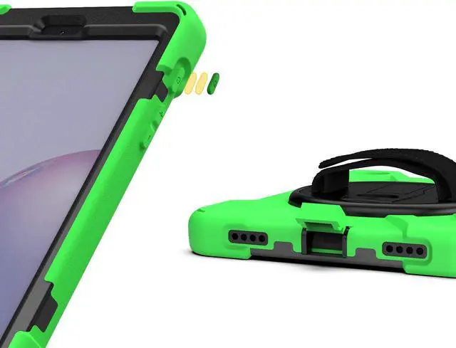 Alt view image 6 of 7 - Galaxy Tab A 8.4 Case, T307/T307U 2020, Heavy Duty Shockproof Durable Case, Stand, Handstrap, Carrying Strap Sling for Samsung Galaxy Tab A 8.4 SM-T307 SM-T307U SMT307 (Shield Green)